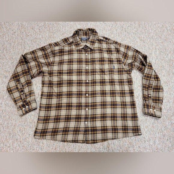Plaid Men's Shirt in Brown and Tan - Picture 1 of 12